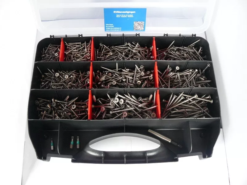 Hout-spaanplaatschroeven platkop Torx RVS 1454-delig