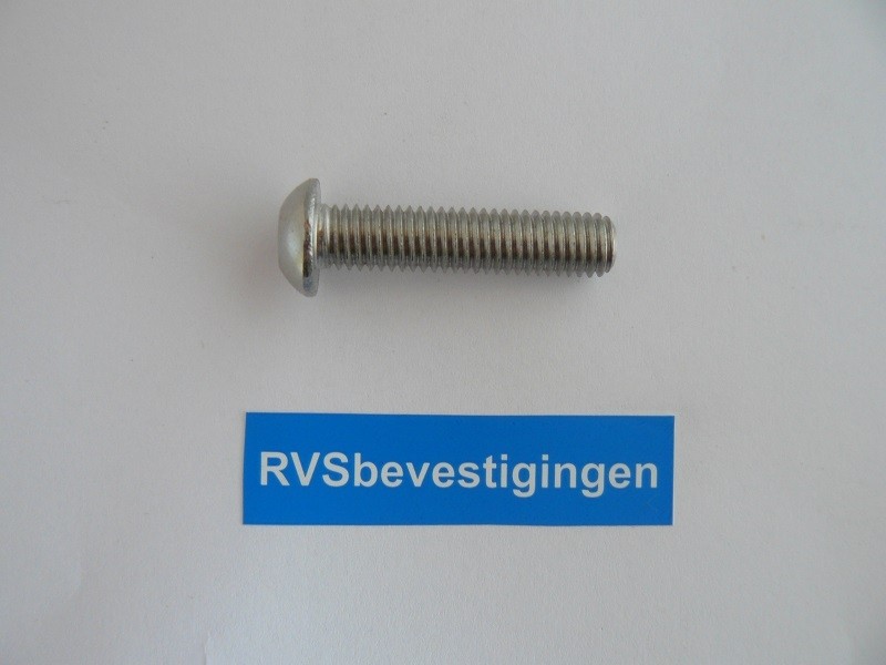 Laagbolkop binnenzeskantbout ISO7380 ULS RVS A2 M6x40mm 100 stuks