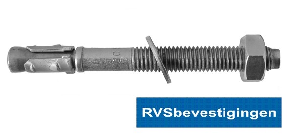 Doorsteekanker M8x75/10mm RVS A4 1 stuks