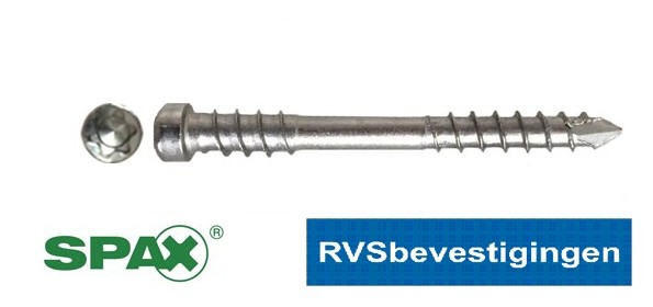 SPAX Vlonderschroeven RVS TORX (TX) cilinderkop 5,0x40m 200 stuks