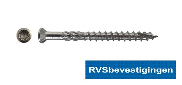 Vlonderschroeven Terrasso RVS A4 TORX (TX) Freeskop 5,0x70mm 100 stuks