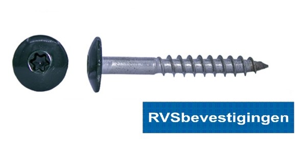 Kleurkop-schroeven voor Trespa®/HPL platen 4,8x25mm RAL6009 dennengroen RVS A2 TX-20 100 stuks