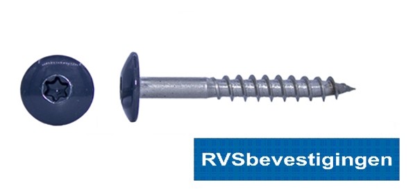 Kleurkop-schroeven voor Trespa®/HPL platen 4,8x25mm RAL7016 antraciettgrijs RVS A2 TX-20 100 stuks