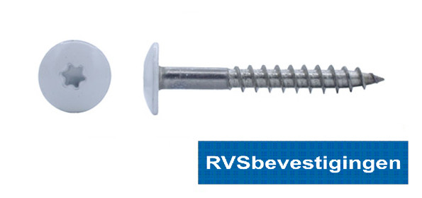 Kleurkop-schroeven voor Trespa®/HPL platen 4,8x38mm RAL7035 lichtgrijs RVS A2 TX-20 100 stuks