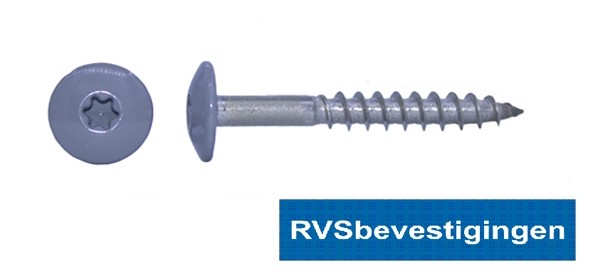Kleurkop-schroeven voor Trespa®/HPL platen 4,8x25mm RAL7037 stofgrijs RVS A2 TX-20 100 stuks