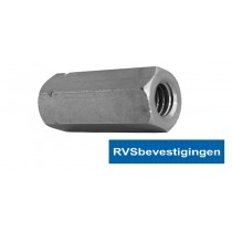 Verbindingsmoer Din6334 M10x30mm RVS A2 10 stuks
