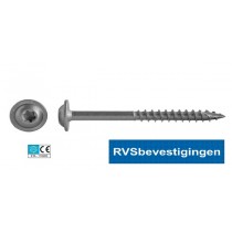 Houtconstructieschroeven RVS TORX (TX) met discuskop 8,0x160/80mm 50 stuks