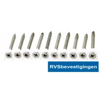 Spaanplaatschroeven op band RVS Pozidrive (PZ) platkop 4,0x30mm 1000 stuks