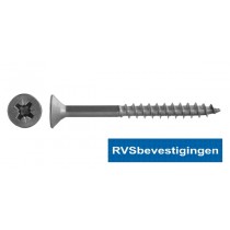 Spaanplaatschroeven RVS Pozidrive (PZ) platkop 6,0x60/35mm 100 stuks
