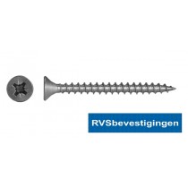 Spaanplaatschroeven RVS Pozidrive (PZ) platkop 6,0x60mm 100 stuks