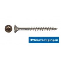 Spaanplaatschroeven RVS TORX (TX) platkop 4,0x40/24mm 200 stuks