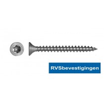 Spaanplaatschroeven RVS TORX (TX) platkop 3,5x30mm 500 stuks