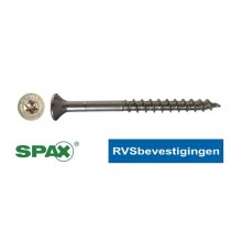 SPAX spaanplaatschroeven RVS TORX (TX) platkop 5,0x80/46mm 100 stuks