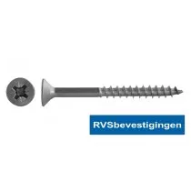 Spaanplaatschroeven RVS Pozidrive (PZ) platkop 6,0x140/70mm 100 stuks