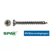 SPAX spaanplaatschroeven RVS Pozidrive (PZ) platkop 5,0x50mm 200 stuks