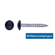 Kleurkop-schroeven voor Trespa®/HPL platen 4,8x38mm RAL9005 gitzwart RVS A2 TX-20 100 stuks
