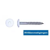 Kleurkop-schroeven voor Trespa®/HPL platen 4,8x25mm RAL9010 zuiverwit RVS A2 TX-20 100 stuks