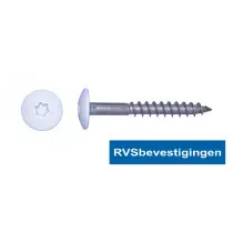 Kleurkop-schroeven voor Trespa®/HPL platen 4,8x38mm RAL9016 verkeerswit RVS A2 TX-20 100 stuks